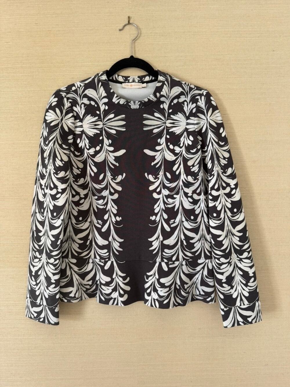 Tory Burch Botanical Print Long-Sleeve Top – Size S/P